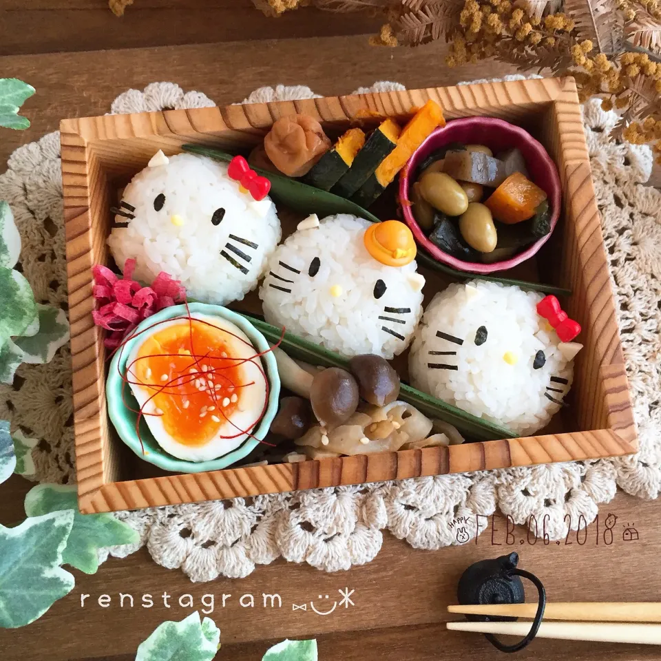 なんちゃってキティちゃん弁当( ⸝⸝⸝⁼̴́◡︎⁼̴̀⸝⸝⸝)|renren676さん