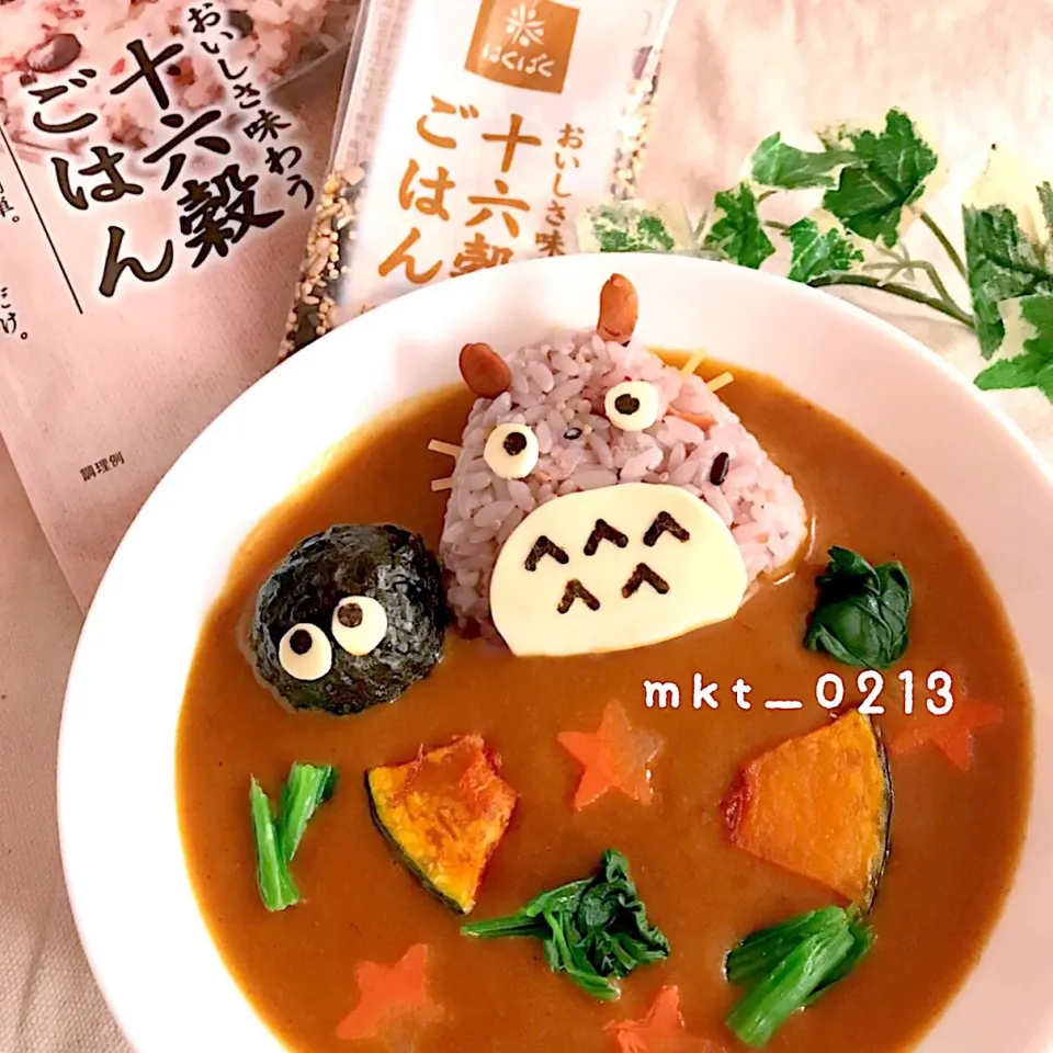 トトロカレー
#カレー #デコカレー #野菜カレー #十六穀米|🍒みぃ🍒さん