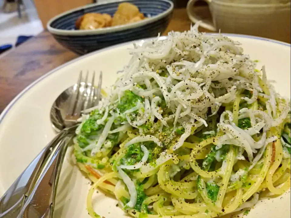 Snapdishの料理写真:#生のり #しらす #クリームパスタ #パスタ|こあささん