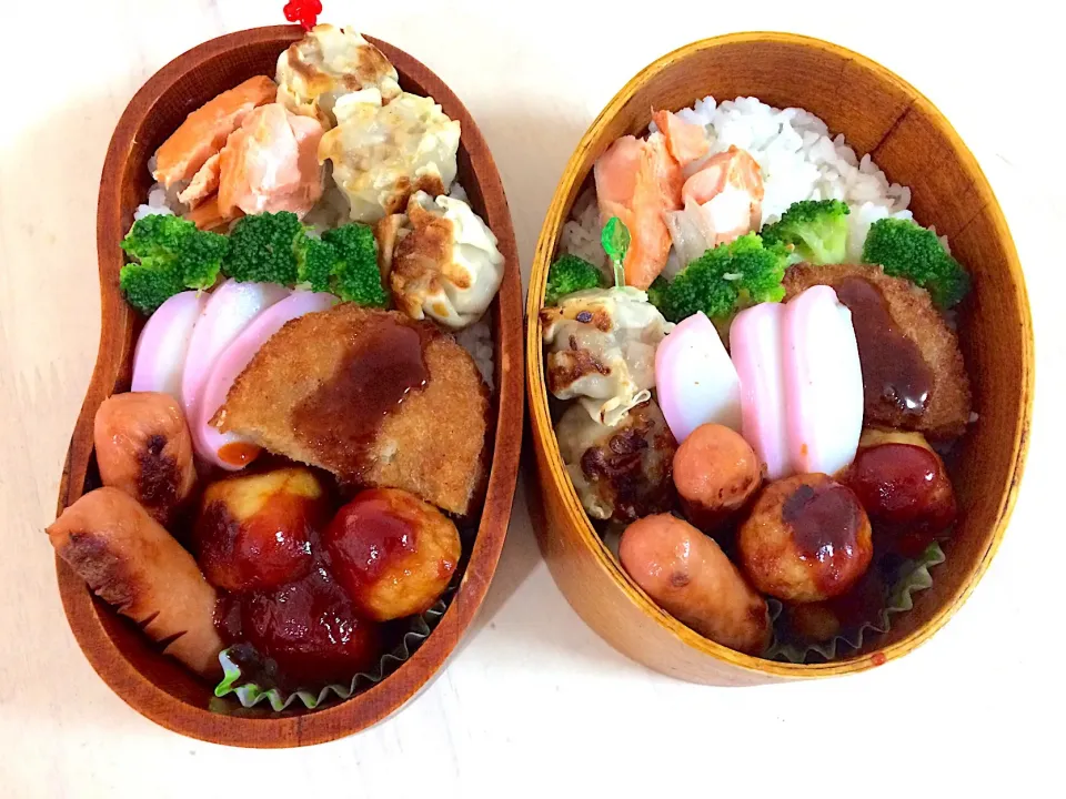 Snapdishの料理写真:今日の男子弁当 2018年2/8 #具沢山弁当 #コロッケ #ウィンナー #肉団子ケチャップあえ #焼シューマイ #シャケ #男子弁当 #男子料理|Booパパさん