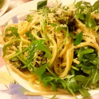 Pasta -Spaghetti al Pesto e Rucola
スパゲッティ  ペストソース ルッコラ

#スパゲッティ
 #spaghetti
 #Cucina italiana 
 #ルッコラ