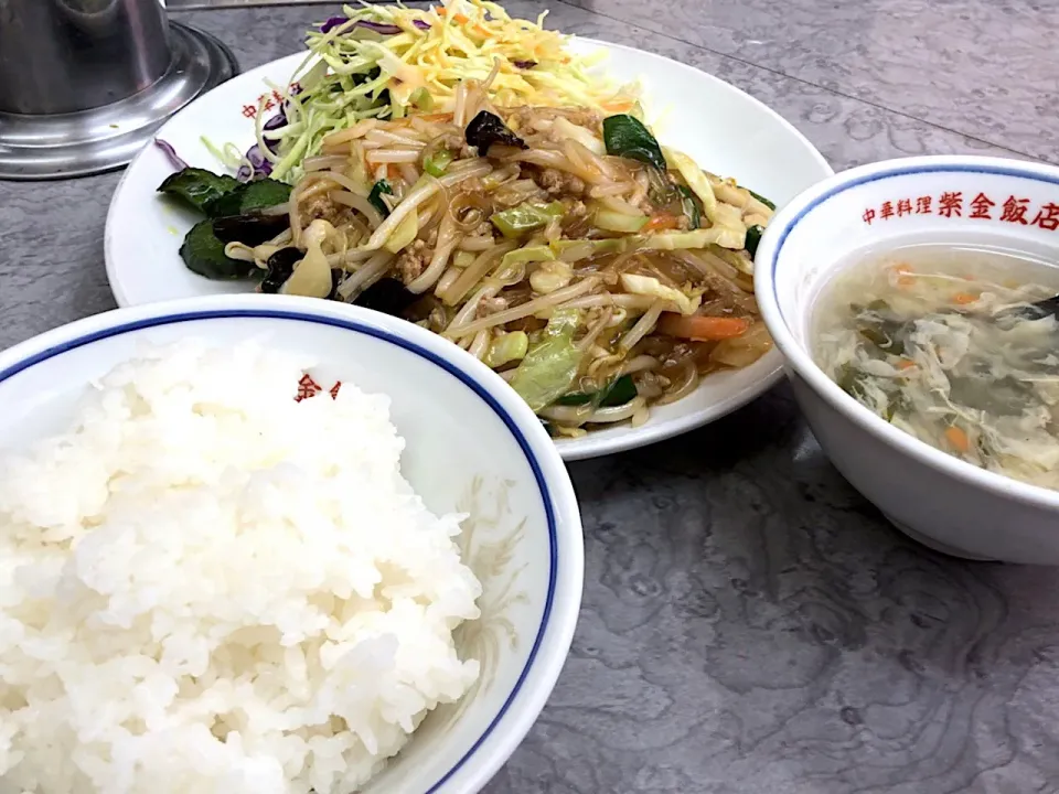 【月替定食】ひき肉と春雨 野菜のピリ辛炒め を頂きました。|momongatomoさん