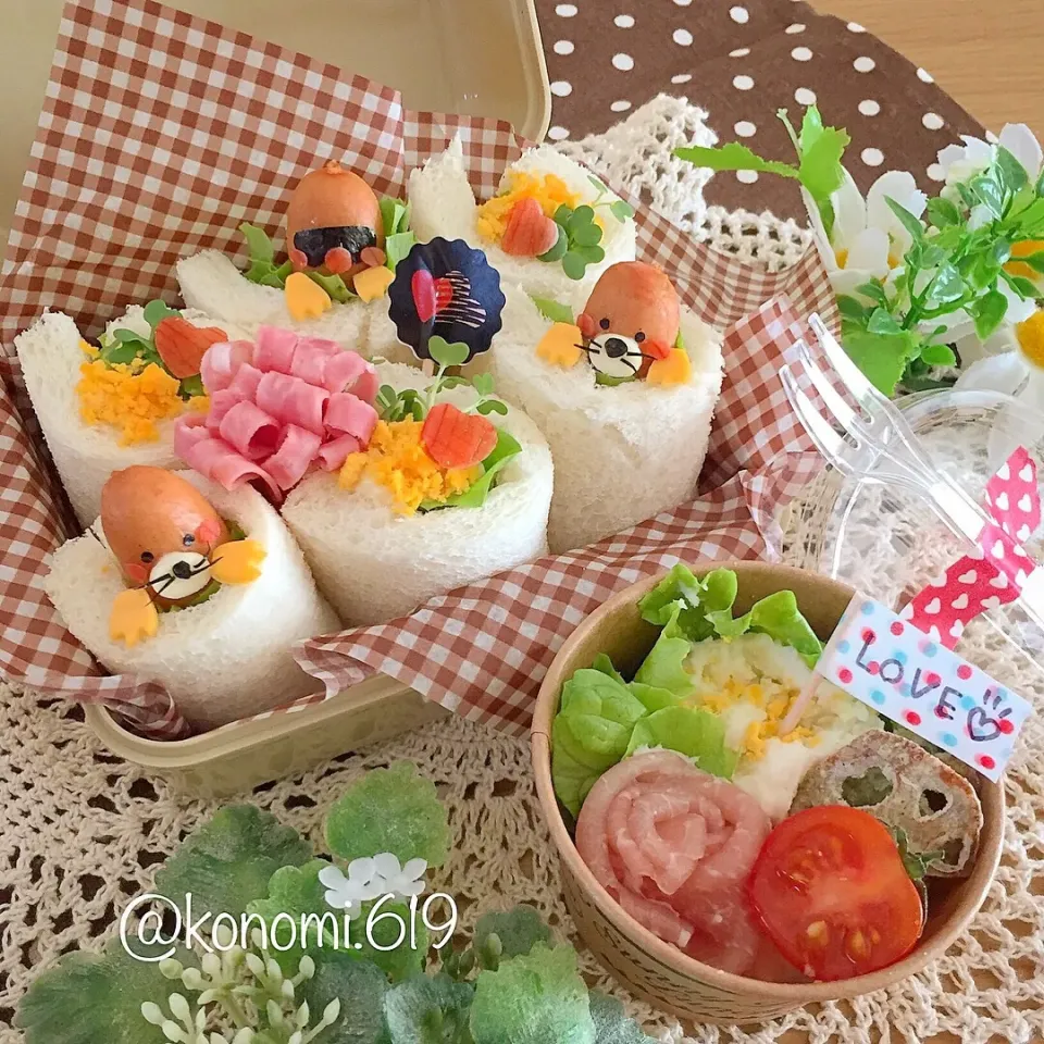 Snapdishの料理写真:もぐらさんのロールサンドイッチ弁当♡|@konomi.619さん