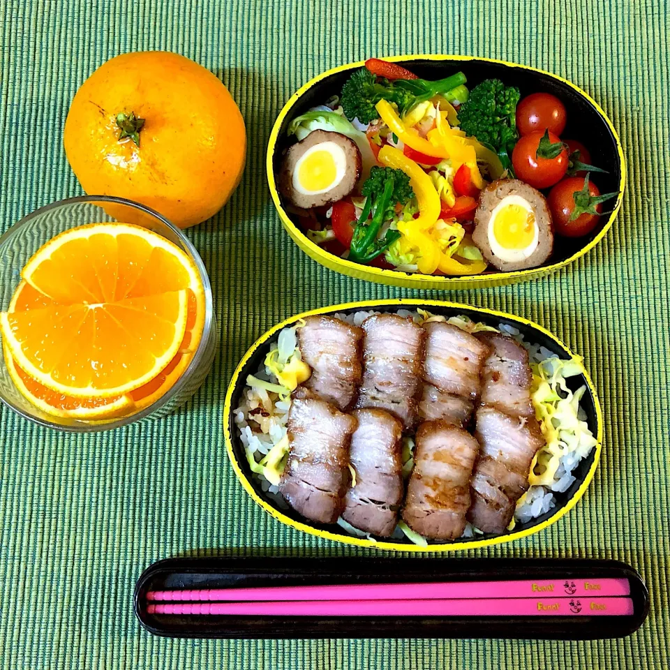 今日のお仕事お弁当🍱
焼き豚弁当。
小さな焼き豚作りました^ ^|RU.Farmさん