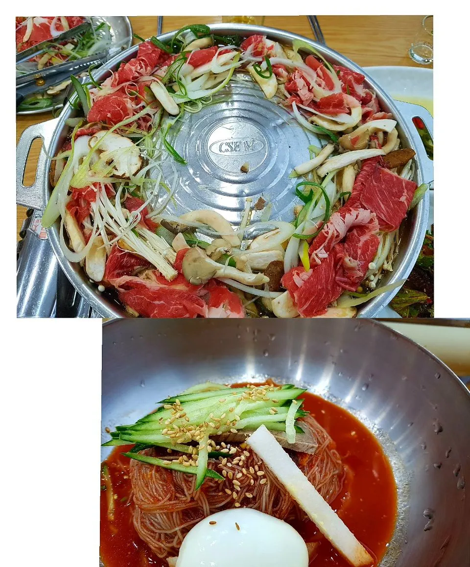 Snapdishの料理写真:버섯 불고기 & 비빔냉면.

#불고기 #냉면 #비빔냉면 #함흥냉면 #한식  （韓国料理）プルコギ|Parkさん