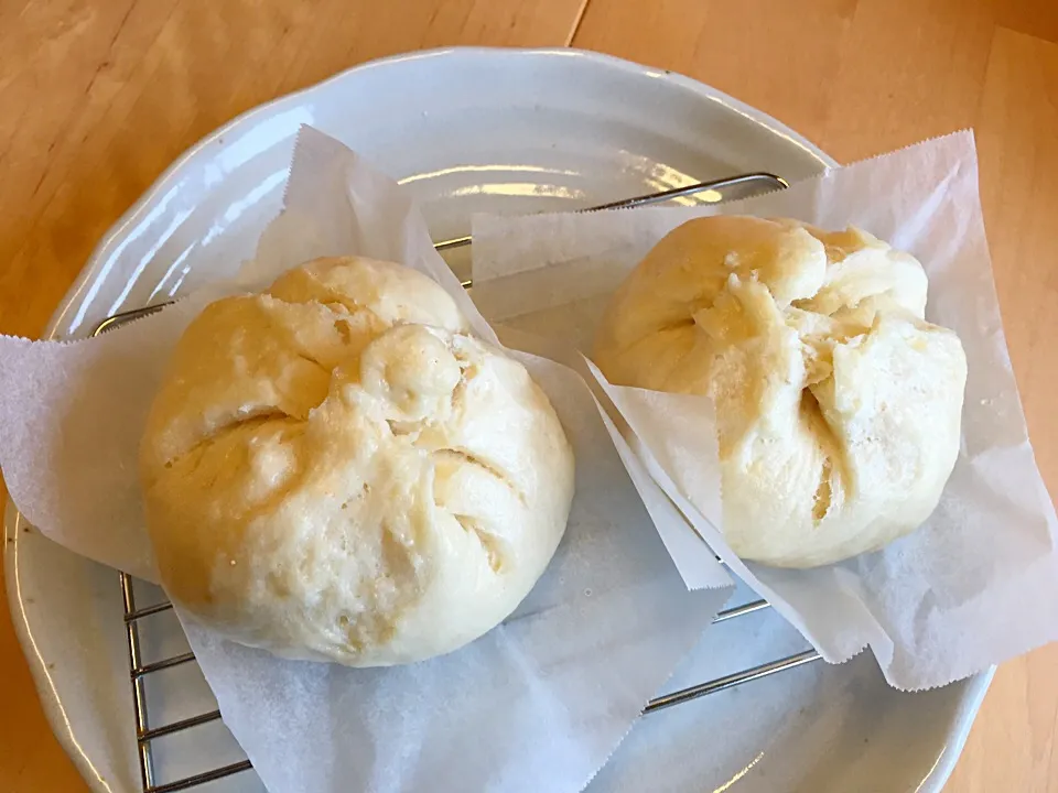 ベーコンポテトホワイトソース明太子餅チーズ饅頭|ぼにょさん