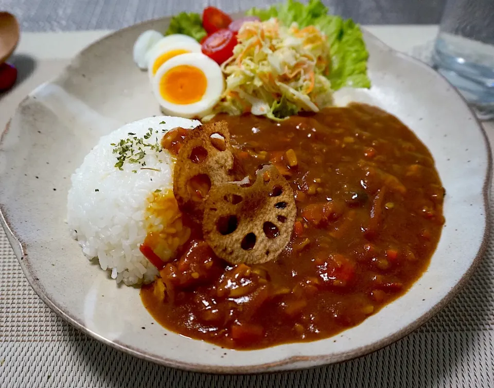 トマトチキンカレーのワンプレートランチ😋|YummyKさん