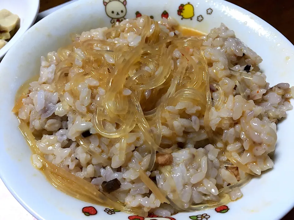 麻婆春雨にご飯|はっちぃさん