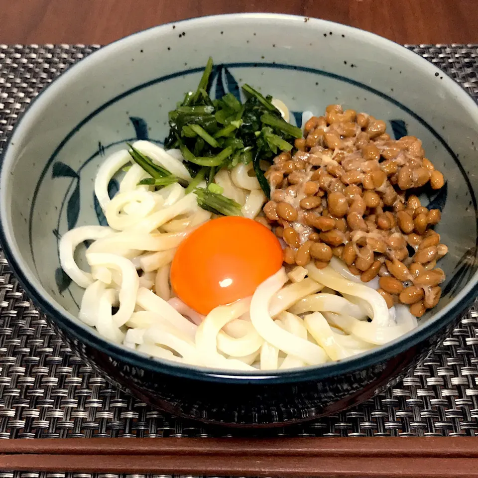 釜たま納豆うどん #朝ごはん  #単身赴任飯|Koichi GOGOさん