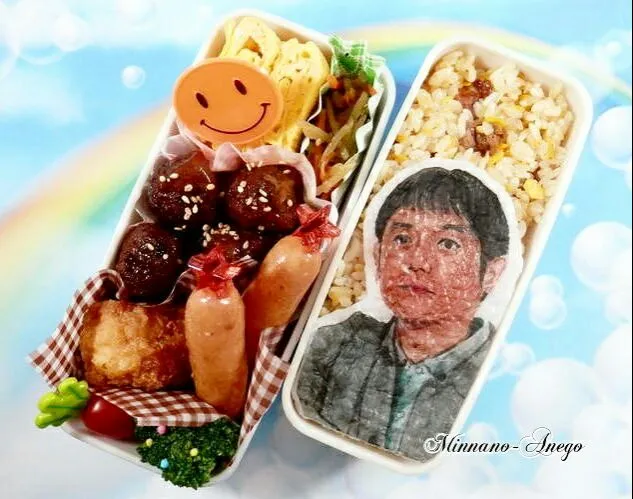 ゆず『岩沢厚治』弁当
 #オブラートアート
 #オブアート
 #似顔絵弁当|みんなのあねごさん