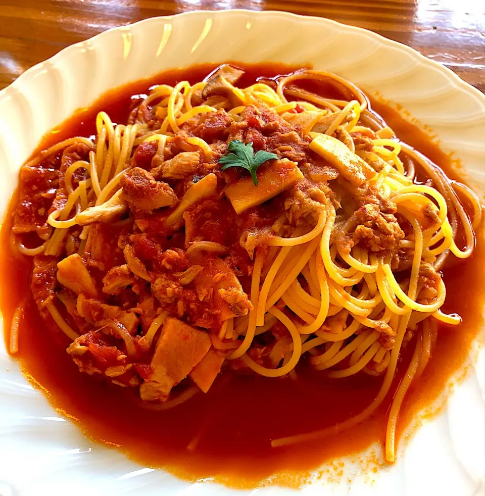 次男くんとふたりランチ。
狩人風パスタ🍝|まんまるさん