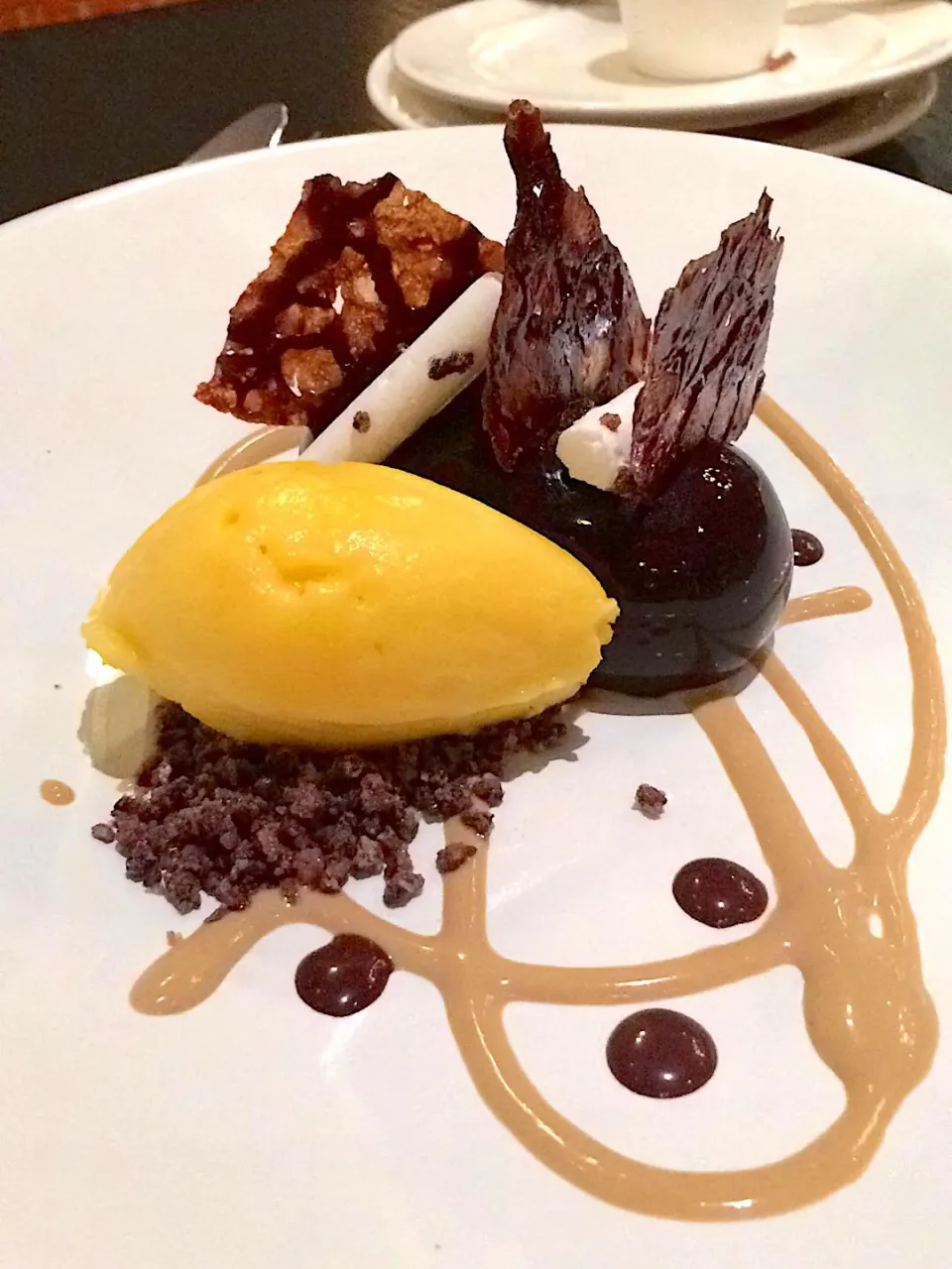 Snapdishの料理写真:Espresso mousse with tangerine sorbet @ CIA American Bounty 2/14/18|Morcone Girlsさん