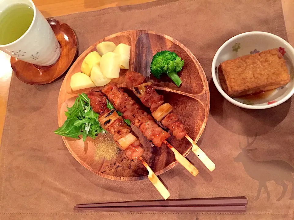 焼き鳥と厚揚げセット🤴💡|にゃふてん⛩️さん