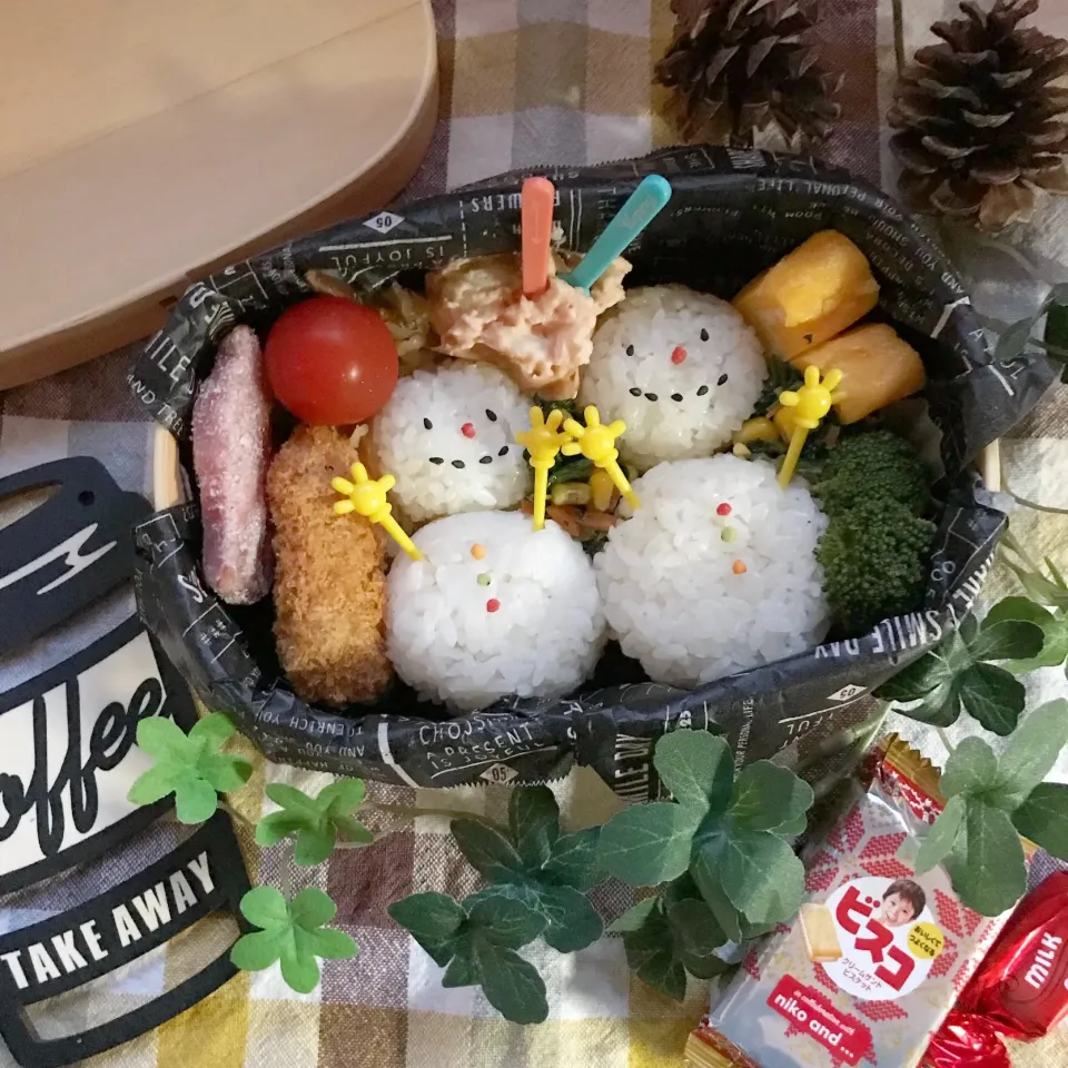 2018.1.22◡̈⃝︎⋆︎*ゆきだるま弁当 #娘のお弁当  #デコ弁|ハルちゃんのお弁当さん