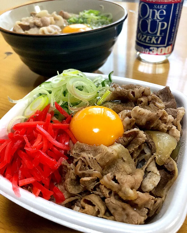 自作手打ち蕎麦 肉月見そばと吉野家の牛丼 スーパーフライデー|ガク魁‼︎男飯さん