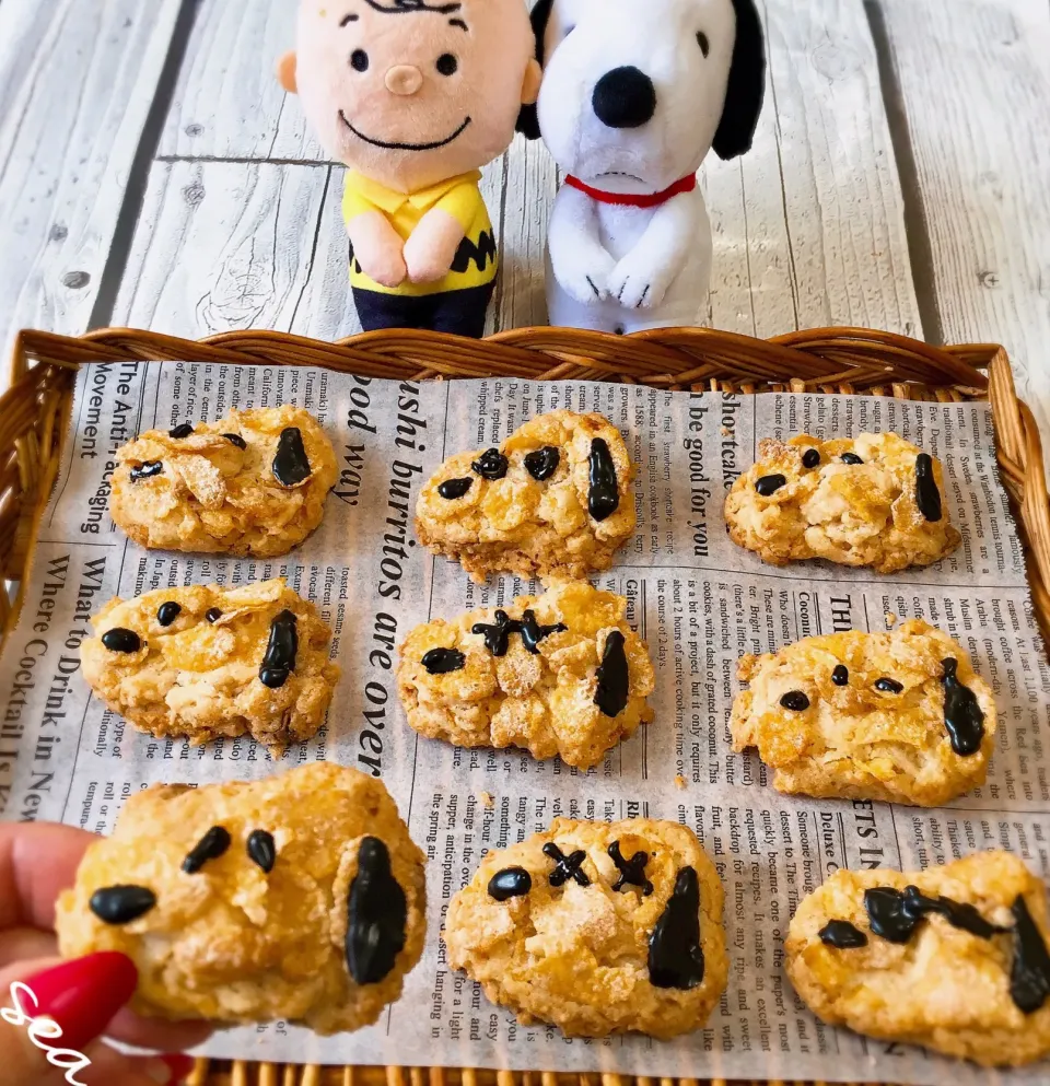 Snapdishの料理写真:スヌーピーのコーンフレーククッキー🍪|seaさん