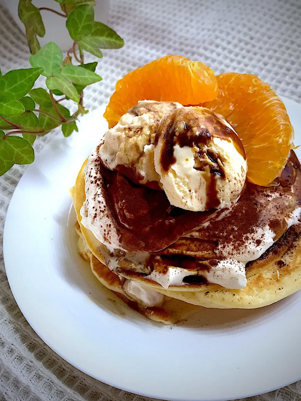 ティラミスパンケーキ🥞 愛媛のデコポンと🍊|あまねこ🌿さん