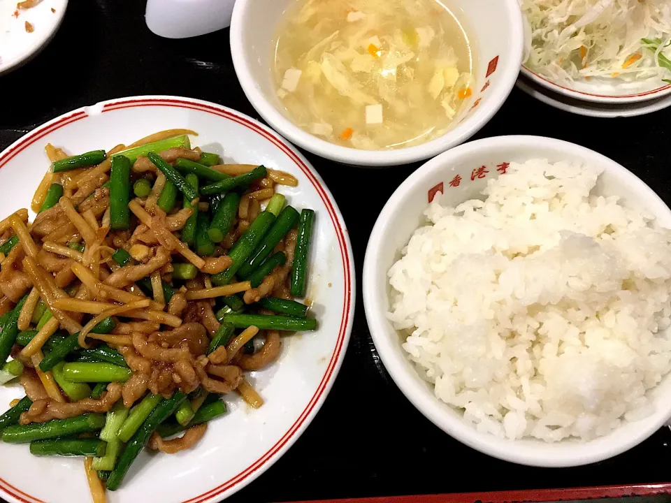 豚肉とニンニクの芽炒め定食|しろこ🐾໊さん