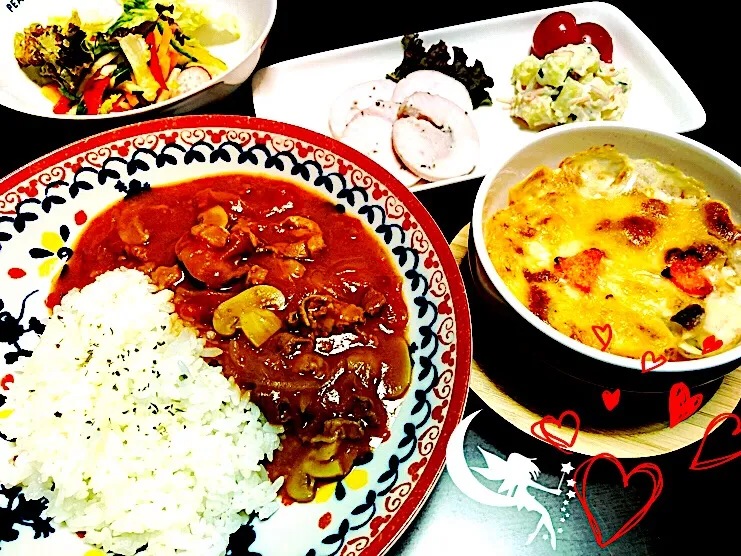 Snapdishの料理写真:ValentineDinner♡2018  #ハヤシライス|あき***さん