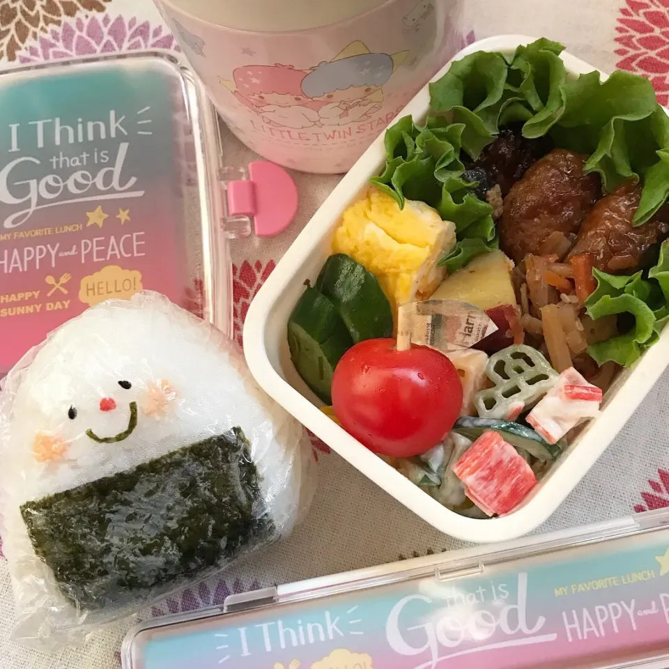 Snapdishの料理写真:2018.2.17◡̈⃝︎⋆︎*おにぎりちゃん弁当 #娘のお弁当  #デコ弁 #おにぎり|ハルちゃんのお弁当さん