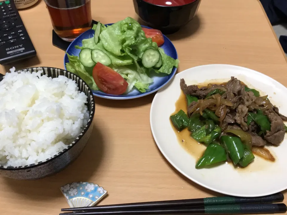 肉ピーマン炒め定食|はやとさん