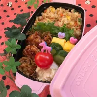 2018.2.21◡̈⃝︎⋆︎*チャーハン弁当 #娘のお弁当|ハルちゃんのお弁当さん