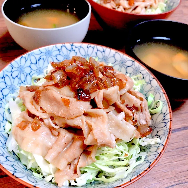 ●甘辛豚丼
●かぼちゃのお味噌汁|もありーさん