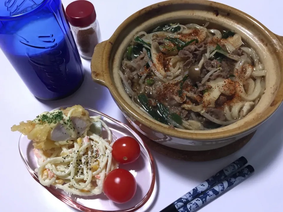 今宵は、うど〰ん☆
#モヤシとキノコたっぷり肉うどん|Kojiさん