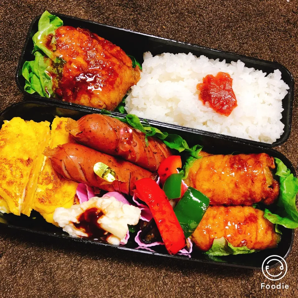 日の丸弁当
 #お弁当  #初心者  #卵焼き  #ボリューム  #彼氏  #肉巻きおにぎり  #アスパラ肉巻き|Erさん