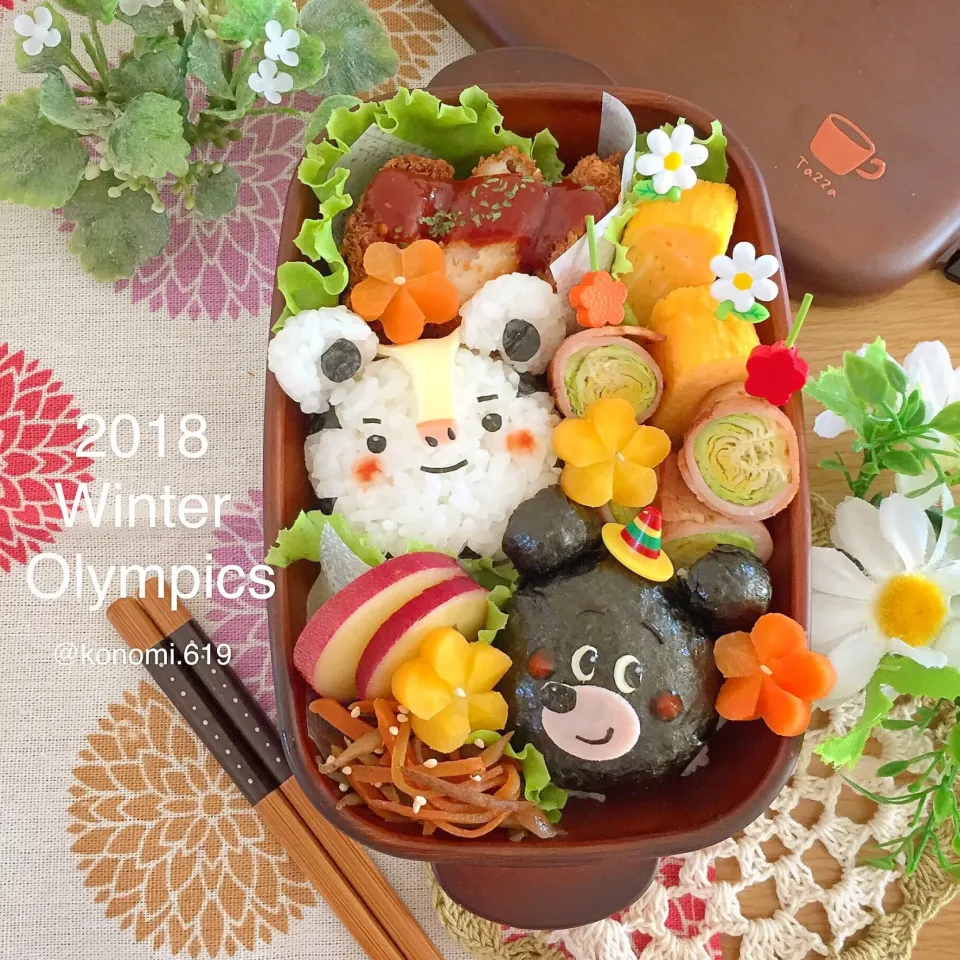 Snapdishの料理写真:平昌オリンピック☆スホランとバンダビのおにぎり弁当☆|@konomi.619さん