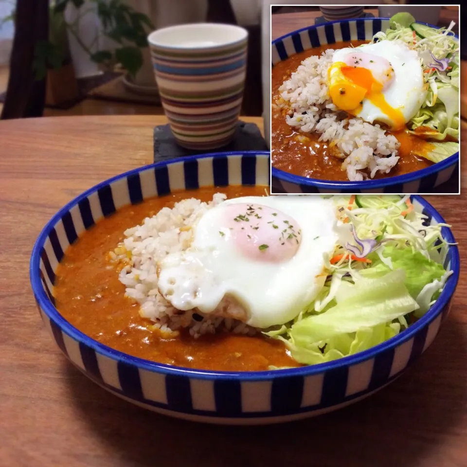 レトルトキーマカレー 目玉焼きのっけ 2018.2.23|キラ姫さん