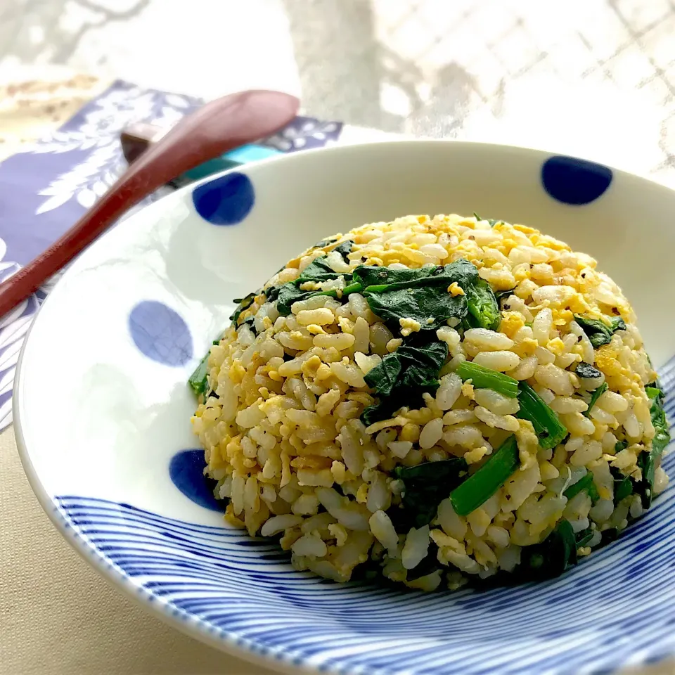 昼ごはん  ほうれん草炒飯、再び。|砂雪さん