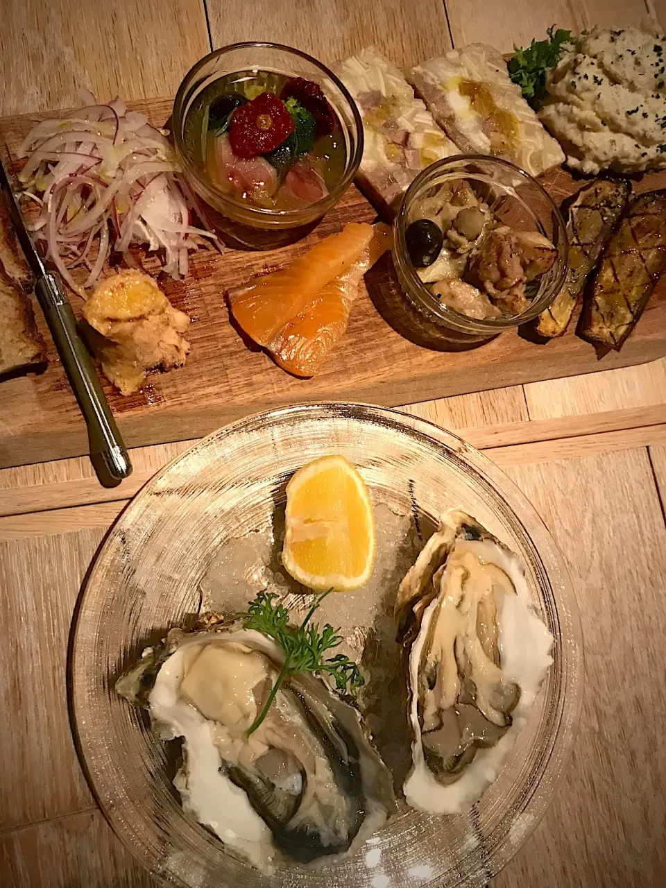 生牡蠣と前菜の盛り合わせ|acoさん