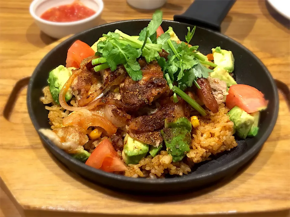 Snapdishの料理写真:• Mexican Cuisine • Cajun Chicken Jambalaya with Coriander on top|チェリーリンさん