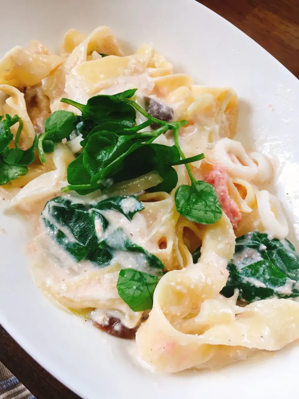 Snapdishの料理写真:めいたいイカクリーム生パスタ🍝🥛|ももこさん