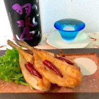 ふぐの一夜干しのピリ辛バター醤油ソテー
羽根屋 純米大吟醸50 翼（富山）|藤井裕之（2号店）さん