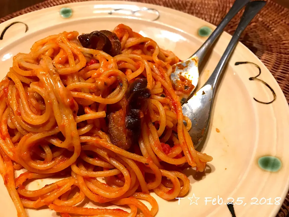 夫料理☆バジルトマトチーズスパゲッティ🍝|kaoriさん