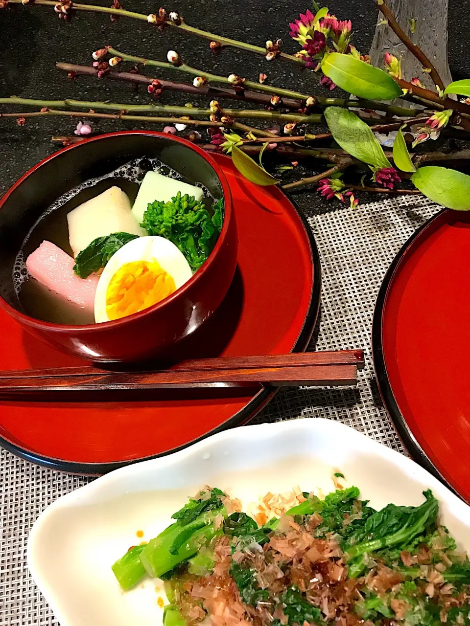 朝から三色餅の雑煮|シュトママさん