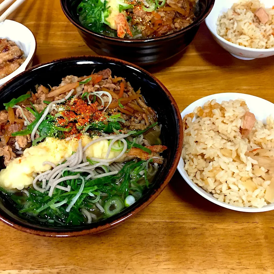 肉天そば、炊き込みご飯*\(^o^)/*|すかラインさん