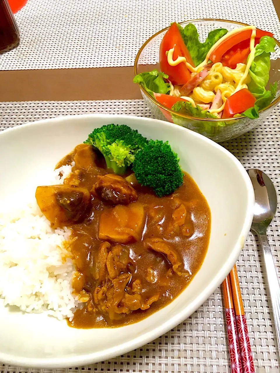 カレー🍛
マカロニサラダ🍅|mayuさん