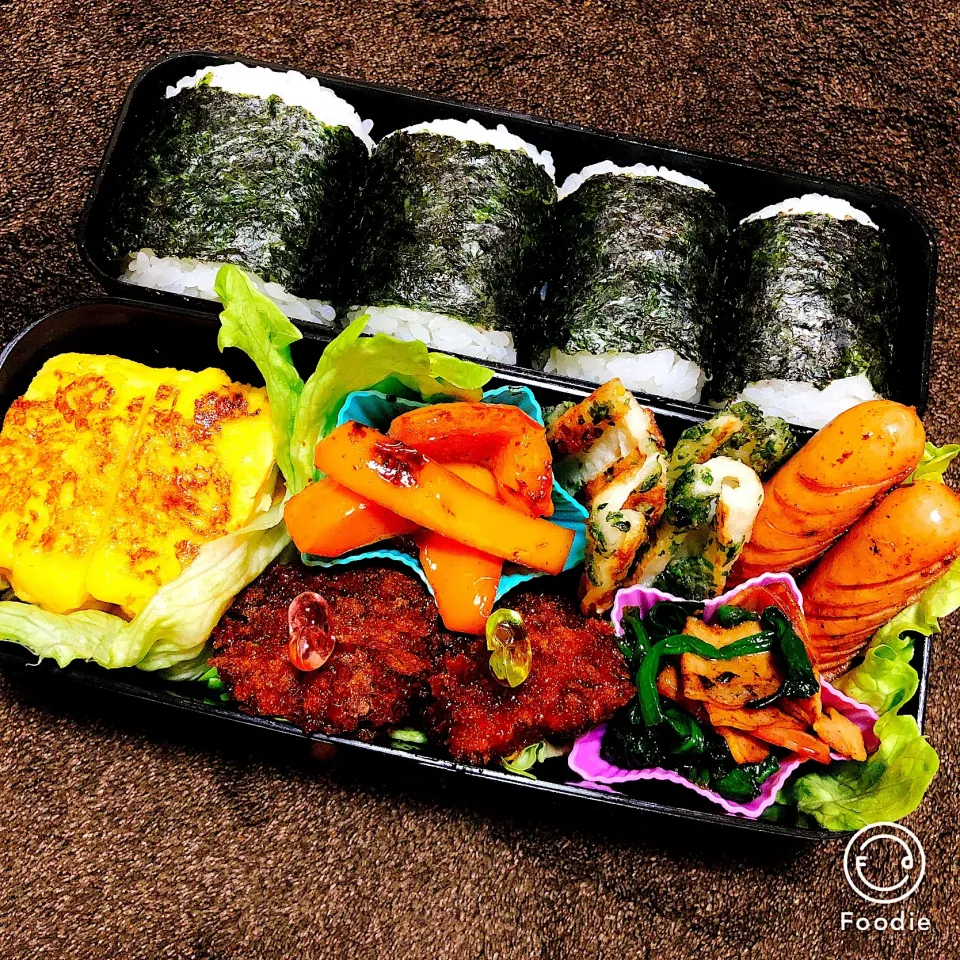 おべんとう  #ウィンナー  #ソースカツレツ  #玉子焼き  #彼氏  #ボリューム  #初心者  #お弁当|Erさん