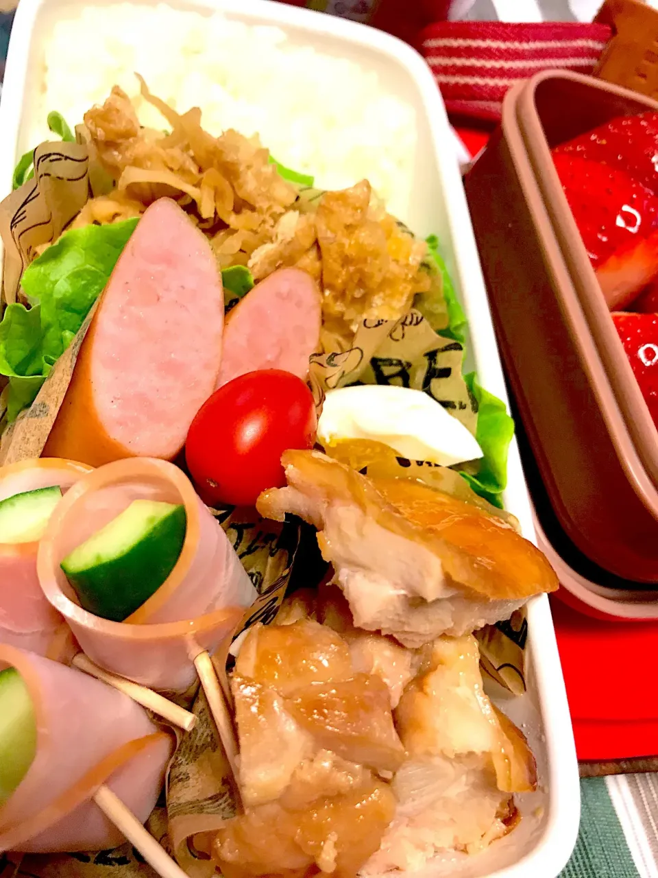 Snapdishの料理写真:女子高校生用 鶏照り弁当|riorieさん