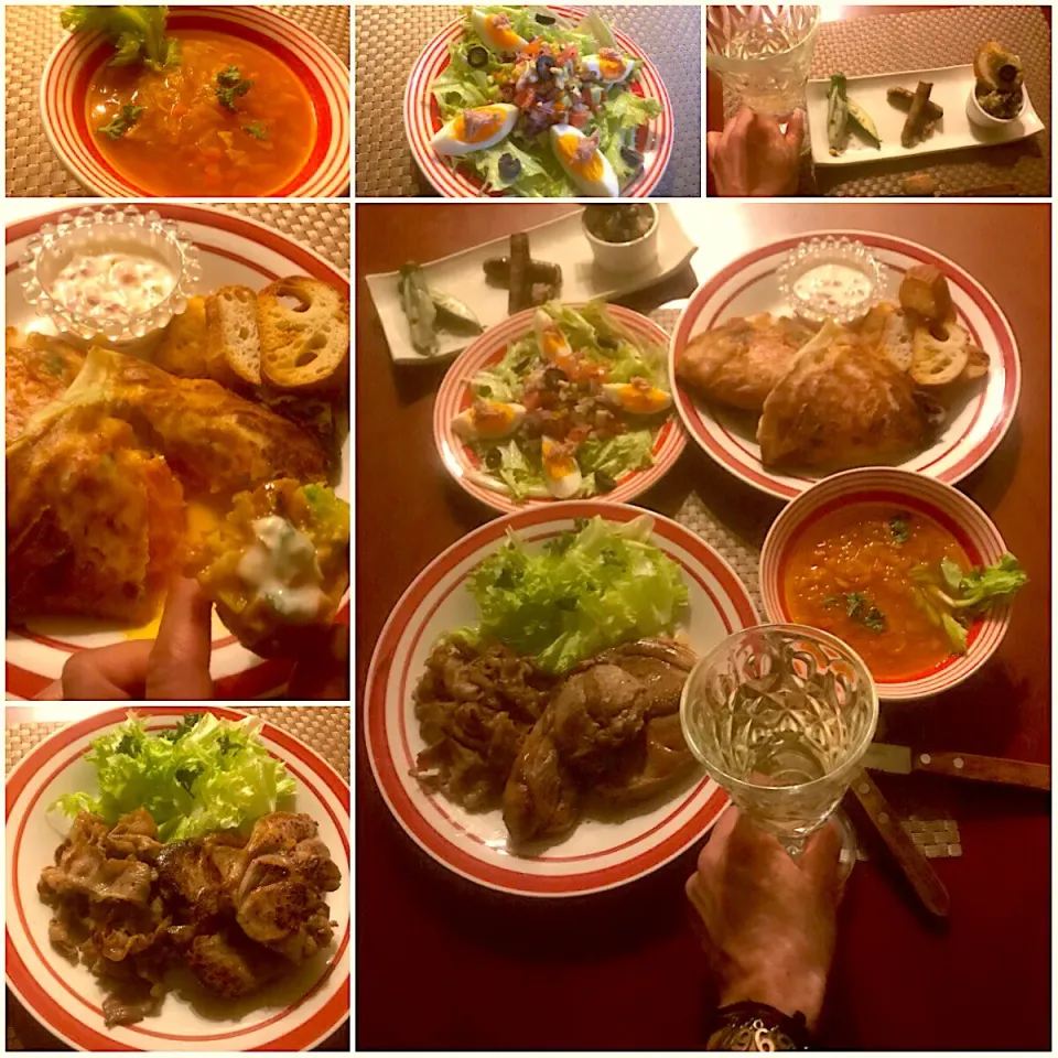 Today's Tunisienne Dinner🍴ｵｰﾄﾞﾌﾞﾙ･ﾁｭﾆｼﾞｱﾝ ｻﾗﾀﾞ.･ｼｮﾙﾊﾞ･ﾌﾞﾘｯｸ･ﾐｼｭｲ|🌈Ami🍻さん