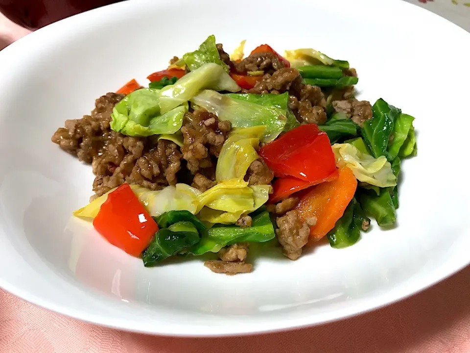 Snapdishの料理写真:ひき肉とキャベツの甘味噌あんかけ|優依さん