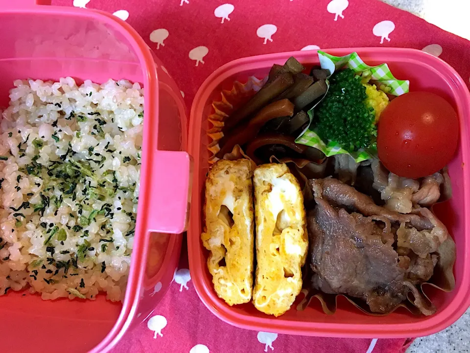 ♫3/1今日のお弁当♫〜豚肉甘辛煮、だし巻き卵、きんぴら、ブロッコリー、トマト〜|Satokoさん