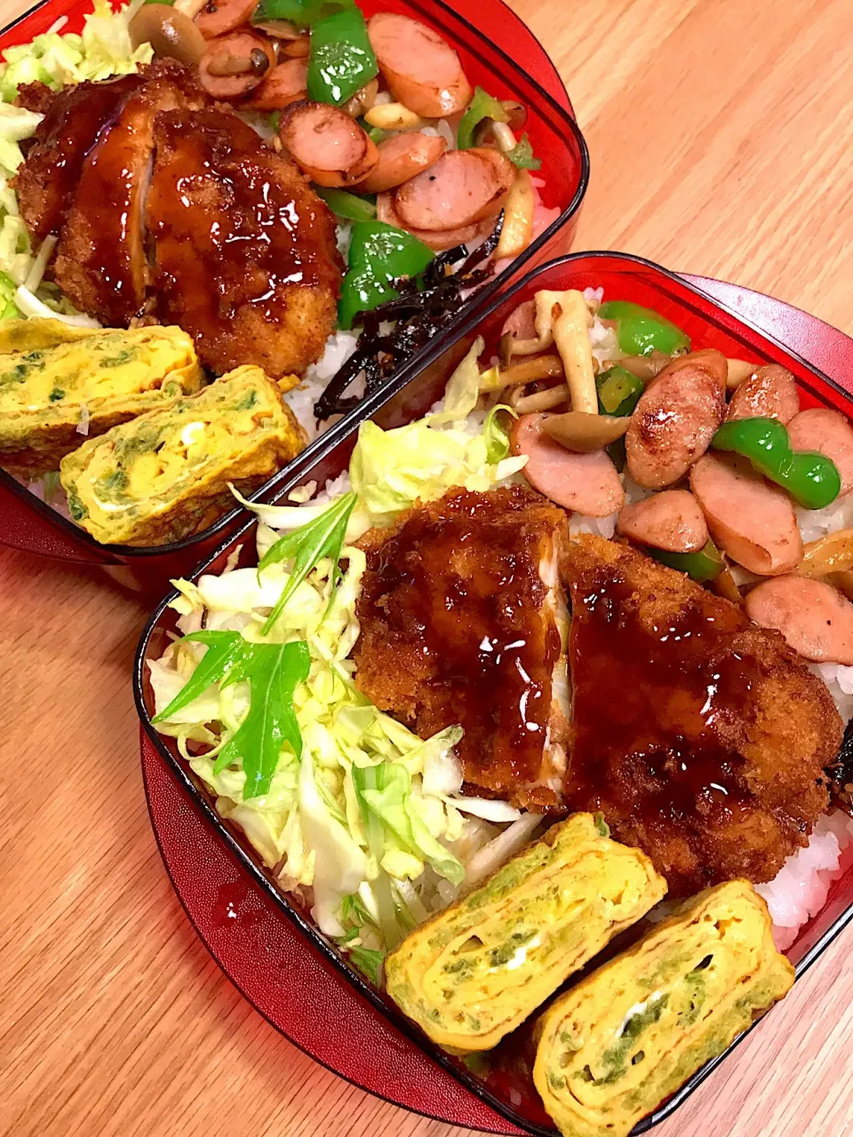 2018.3.1 中2＆高2男子 チキン梅チーズかつ弁当〜🍱
 #高2弁当   #中2弁当  #お弁当  #チキンかつ  #お弁当|mari-pさん