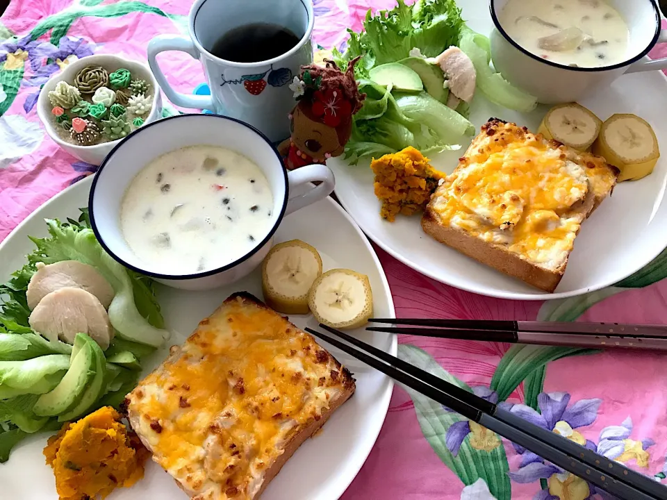 焼きたてグラハムトーストでクロックムッシュで朝食を🌸|noeさん