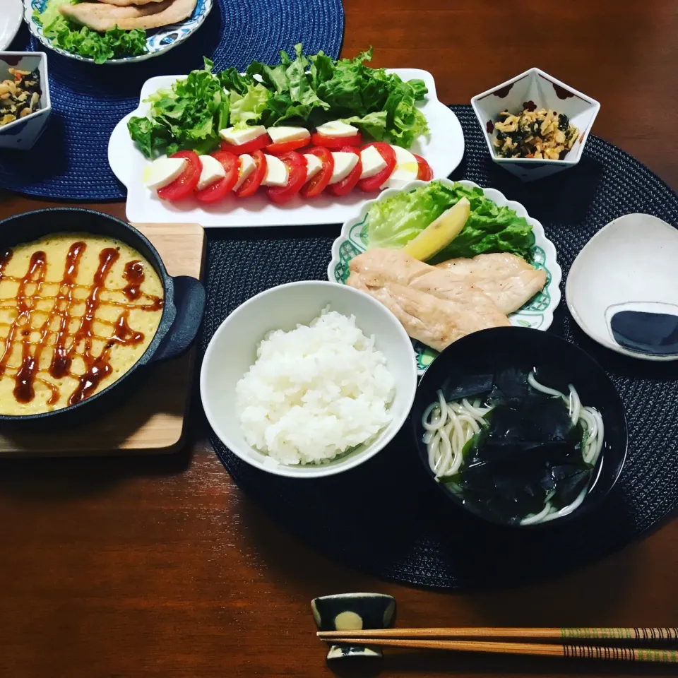 山芋鉄板焼とカプレーゼとササミ|たいへーさん