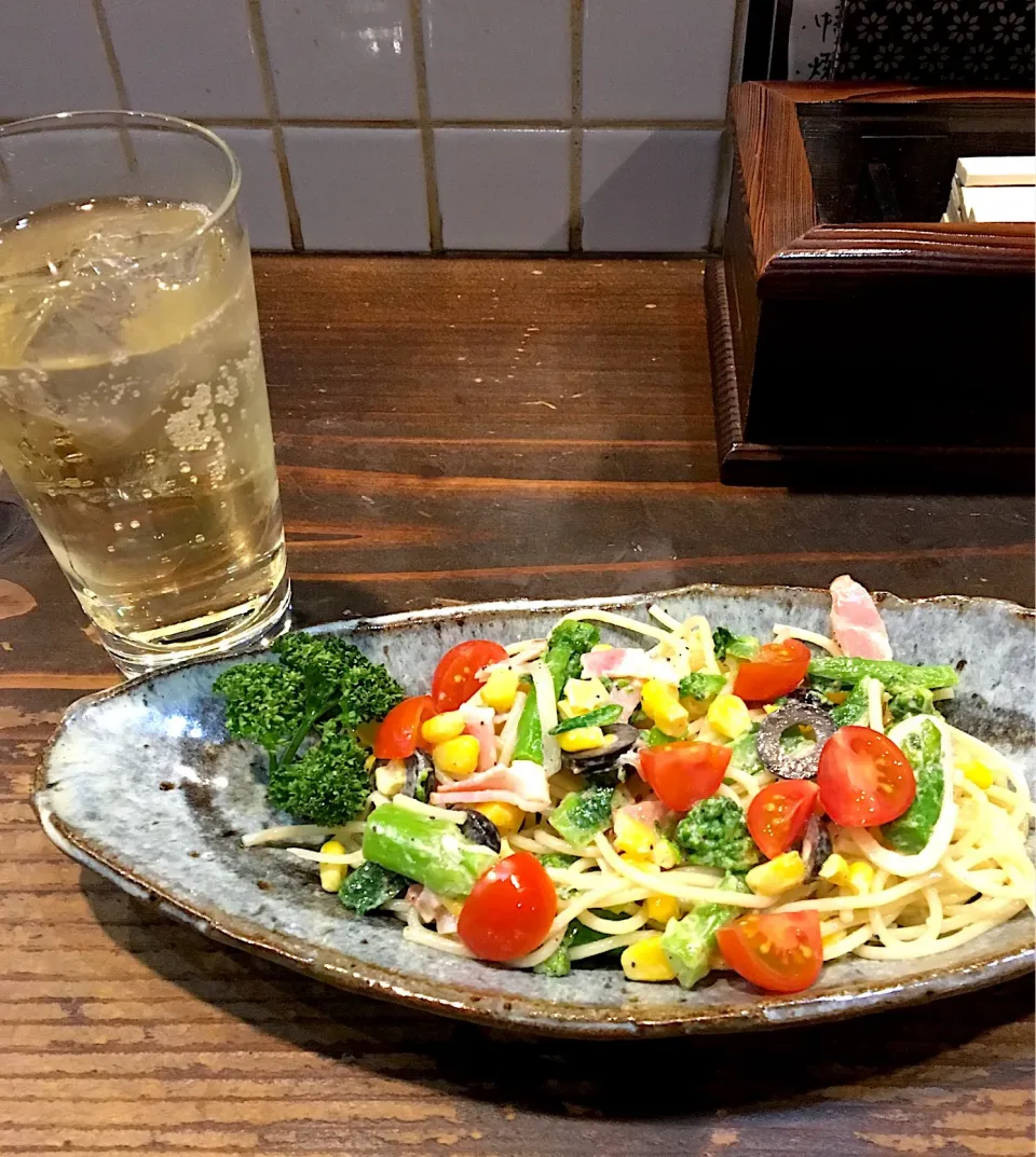 Snapdishの料理写真:菜の花スパ
#ハイボールが美味い！
#居酒屋ヲヰヌ温泉|mottomoさん