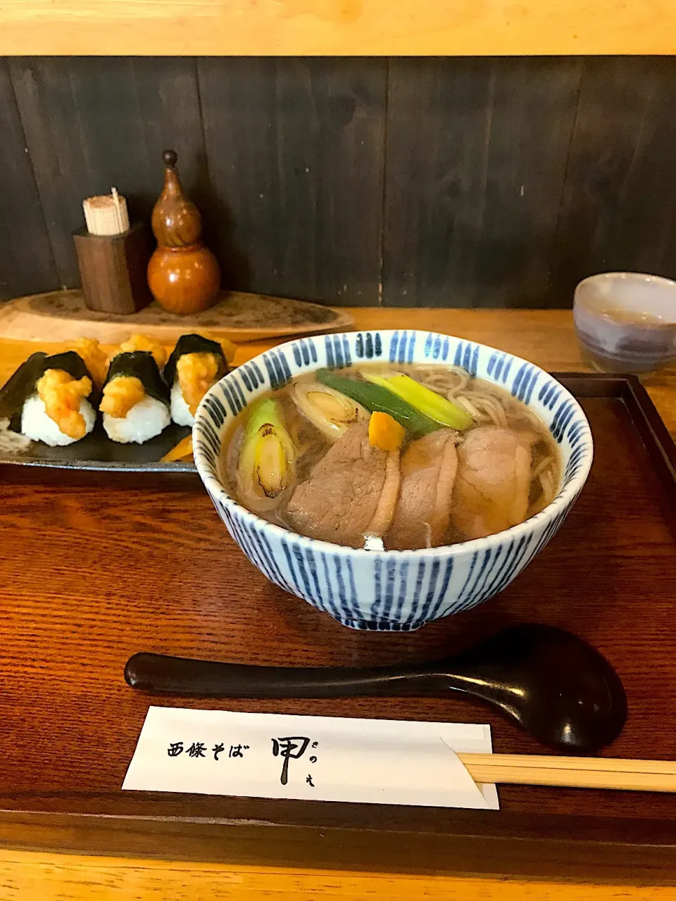 Snapdishの料理写真:鴨南蛮と天むす|かおり🐰さん